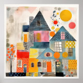 ピースと質感のコラージュで作られた家 ポスター (正面)