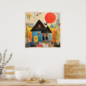 ピースと質感のコラージュで作られた家 ポスター (キッチン)