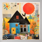 ピースと質感のコラージュで作られた家 ポスター (正面)