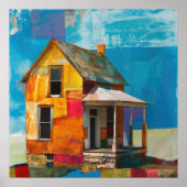 ピースと質感のコラージュで作られた家 ポスター (正面)