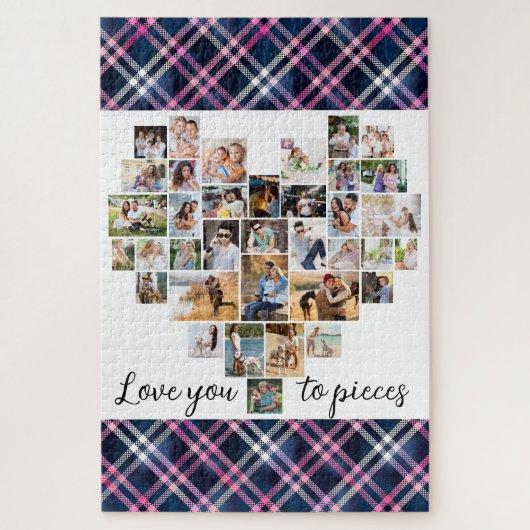 ピースにあなたを愛するハート形36フォトプレイド ジグソーパズル (縦)