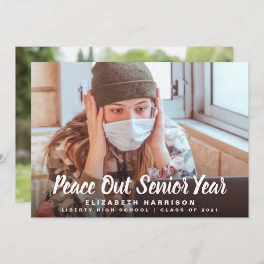 ピースアウトの3年生写真の卒業 案内状 (正面/裏面)