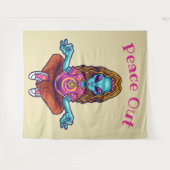 ピースアウトエイリアンヒッピー タペストリー (正面(横))