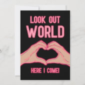 ピースアウトスクールピンクのネオンライト卒業 案内状 (裏面)