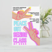 ピースアウトスクールピンクのネオンライト卒業 案内状 (スタンド正面)