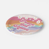 ピースアウトチェモレトロレインボーデイジー ペーパープレート (アングル)