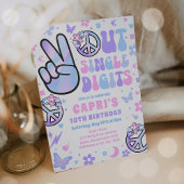 ピースアウトデジタ独身のルホログラフィック誕生日パーティー 招待状