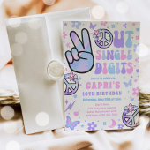 ピースアウトデジタ独身のルホログラフィック誕生日パーティー 招待状