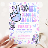 ピースアウトデジタ独身のルホログラフィック誕生日パーティー 招待状