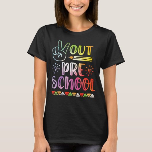 ピースアウトプリスクール絞り染めプリスクールの最終日 Tシャツ (正面)