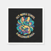 ピースアウトミドルハローハイスクール絞り染め スタンダードカクテルナプキン (正面)