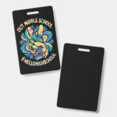 ピースアウトミドルハローハイスクール絞り染め バッジ (表裏)