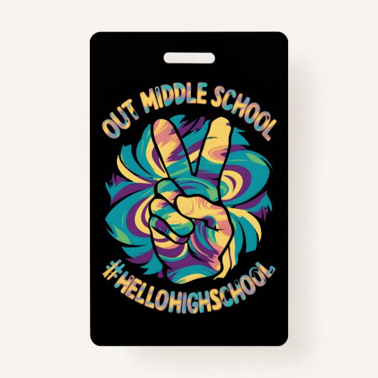 ピースアウトミドルハローハイスクール絞り染め バッジ (正面)