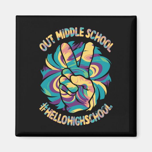 ピースアウトミドルハローハイスクール絞り染め マグネット (正面)