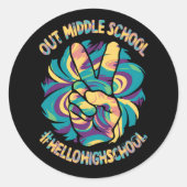 ピースアウトミドルハローハイスクール絞り染め ラウンドシール (正面)