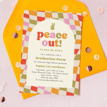 ピースアウトレトロカラフルGroovy卒業パーティー