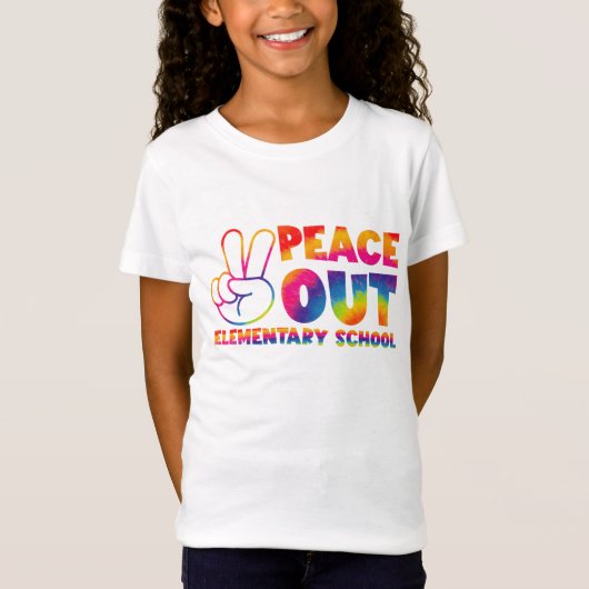 ピースアウト小学校タイ染め最後の日  Tシャツ (正面)