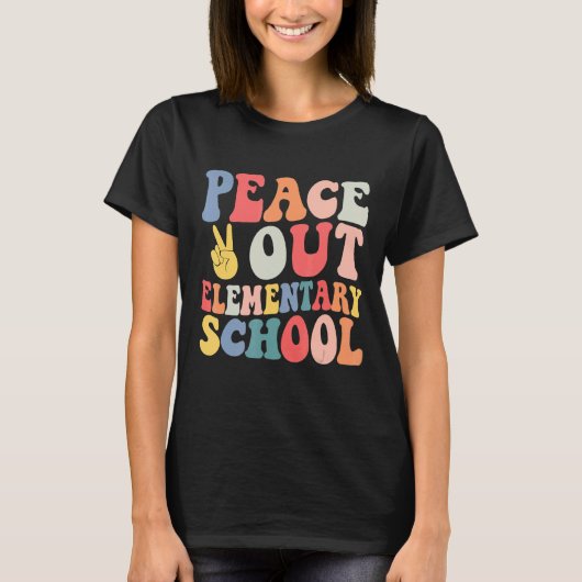 ピースアウト小学校レトロパステル最終日 Tシャツ (正面)