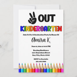 ピースアウト幼稚園おもしろいカラフル卒業 招待状