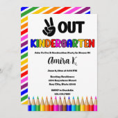 ピースアウト幼稚園おもしろいカラフル卒業 招待状 (正面/裏面)
