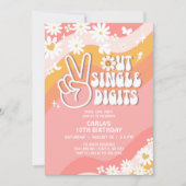 ピースアウト独身のデジットデイジーヒッピー70の誕生日 招待状 (正面)
