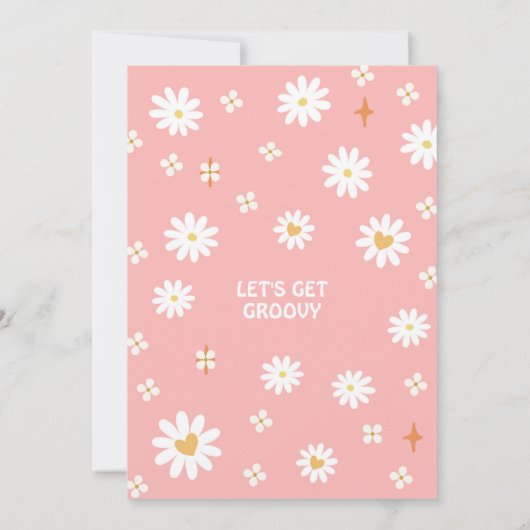 ピースアウト独身のデジットデイジーヒッピー70の誕生日 招待状 (裏面)