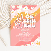 ピースアウト独身のデジットデイジーヒッピー70の誕生日 招待状