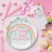 ピースアウト独身のデジットレトロサマーレインボー ペーパープレート (パーティー)