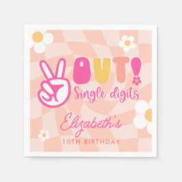 ピースアウト独身のデジット女の子10th誕生日パーティー スタンダードカクテルナプキン