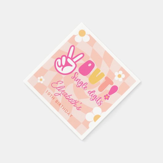 ピースアウト独身のデジット女の子10th誕生日パーティー スタンダードカクテルナプキン (角)