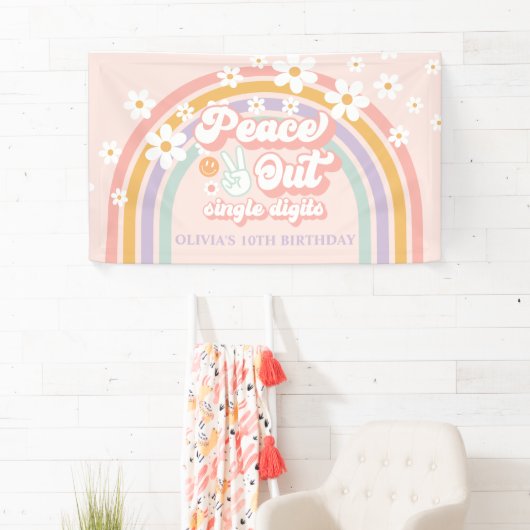 ピースアウト独身のデジット虹10誕生日 横断幕 (インサイチュ)