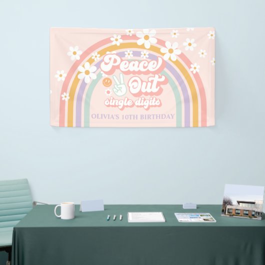 ピースアウト独身のデジット虹10誕生日 横断幕 (トレードショー)