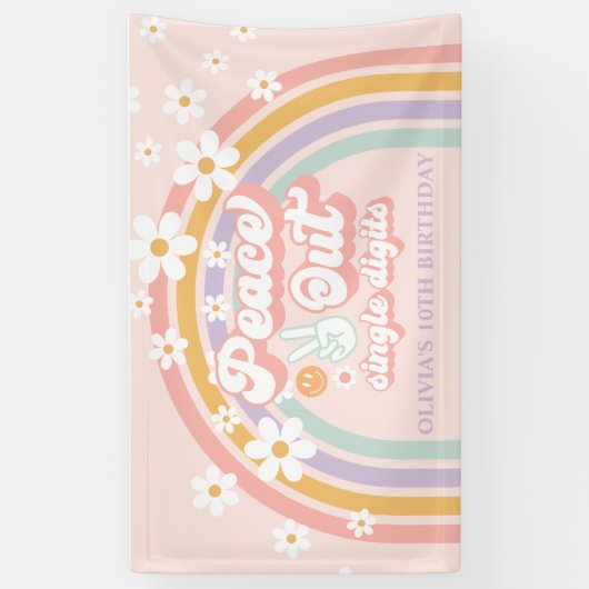 ピースアウト独身のデジット虹10誕生日 横断幕 (縦)