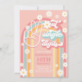 ピースアウト独身のデジットBoho Rainbow 10誕生日 招待状 (正面)