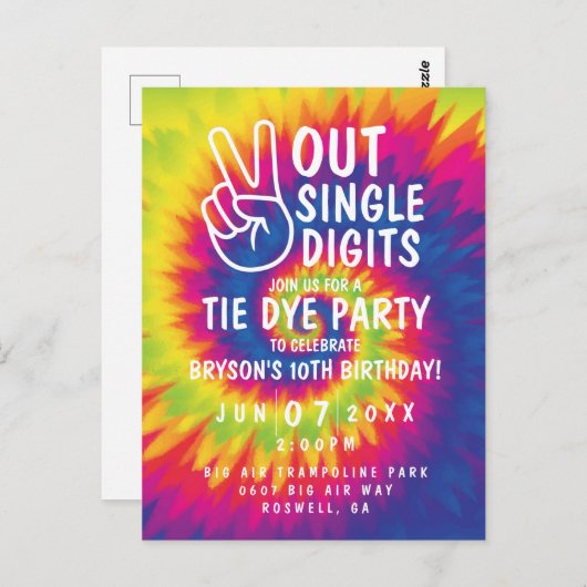 ピースアウト独身の桁数絞り染め10誕生日インビ ポストカード (正面/裏面)