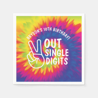 ピースアウト独身の桁数絞り染め10誕生日 スタンダードカクテルナプキン