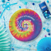 ピースアウト独身の桁数絞り染め10誕生日 ペーパープレート (パーティー)