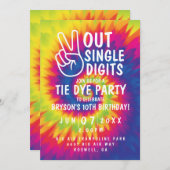 ピースアウト独身の桁数絞り染め10誕生日 招待状 (正面/裏面)