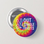 ピースアウト独身の桁数絞り染め10誕生日 缶バッジ (正面&裏面)