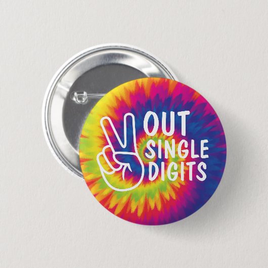 ピースアウト独身の桁数絞り染め10誕生日 缶バッジ (正面&裏面)
