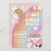 ピースアウト独身の桁数10番目の誕生日招待状 招待状 (正面/裏面)