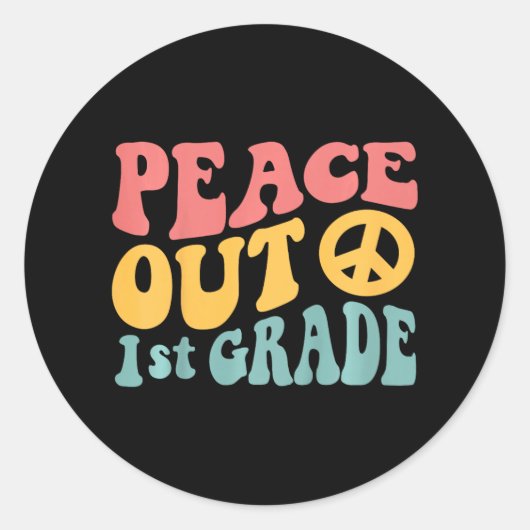 ピースアウト1年生おもしろいレトロ70の最終日1 ラウンドシール (正面)