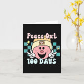 ピースアウト100日の学校スマイル顔レトロGroo カード (黄色い花)