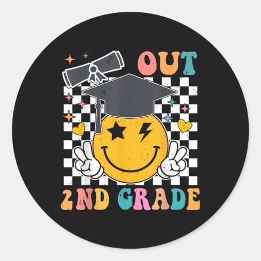ピースアウト2年生の卒業最終日の学校秒 ラウンドシール (正面)