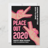 ピースアウト2020ピンクネオンライトハッピー新年 シーズンカード (正面)