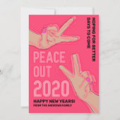 ピースアウト2020ピンクネオンライトハッピー新年 シーズンカード (正面)