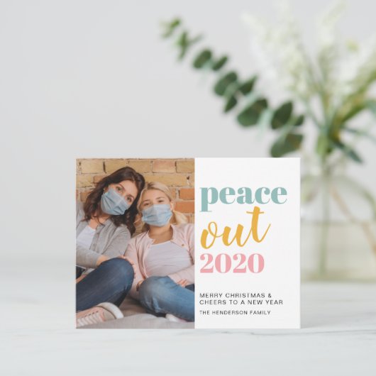 ピースアウト2020年の写モダン真クリスマス新年 シーズンポストカード (スタンド正面)