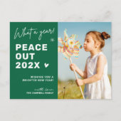 ピースアウト2021年のタイポグラフィモダンの写真 シーズンポストカード (正面)