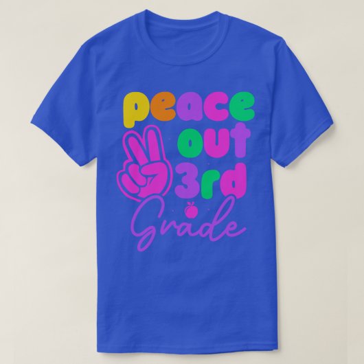 ピースアウト3年生の最後の日学校の夏の休暇 Tシャツ (デザイン正面)