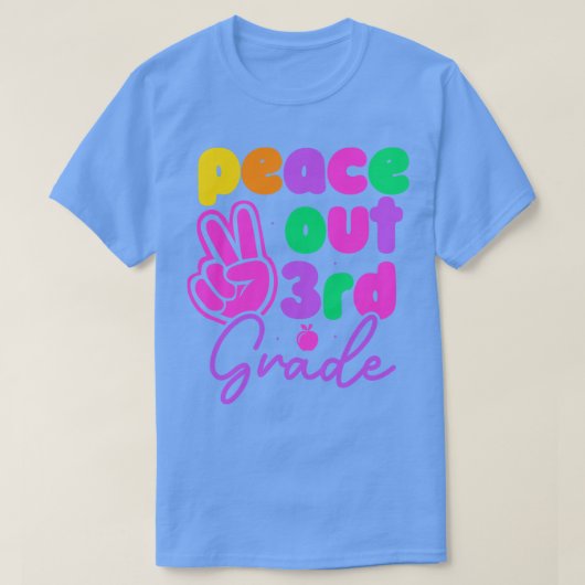 ピースアウト3年生の最後の日学校の夏の休暇 Tシャツ (デザイン正面)